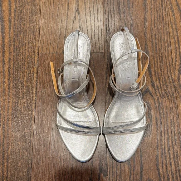 Aeyde Maeve leather Silver Strappy sandals heels stiletto - Picture 7 of 11